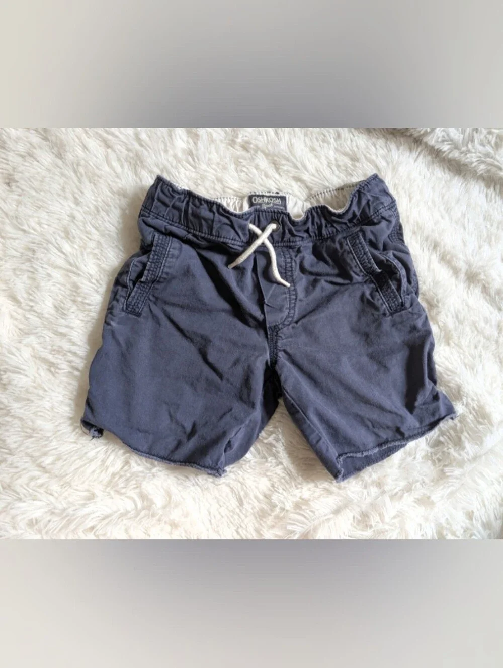 OshKosh B'gosh Cotton Dark Blue Drawstring Waist Toddler Cargo Shorts Size 2T